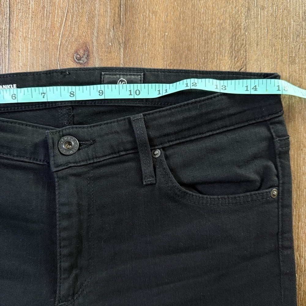 AG The Stevie Ankle Slim Straight Jeans Raw hem Black Step Crop Mid Rise - Picture 4 of 11
